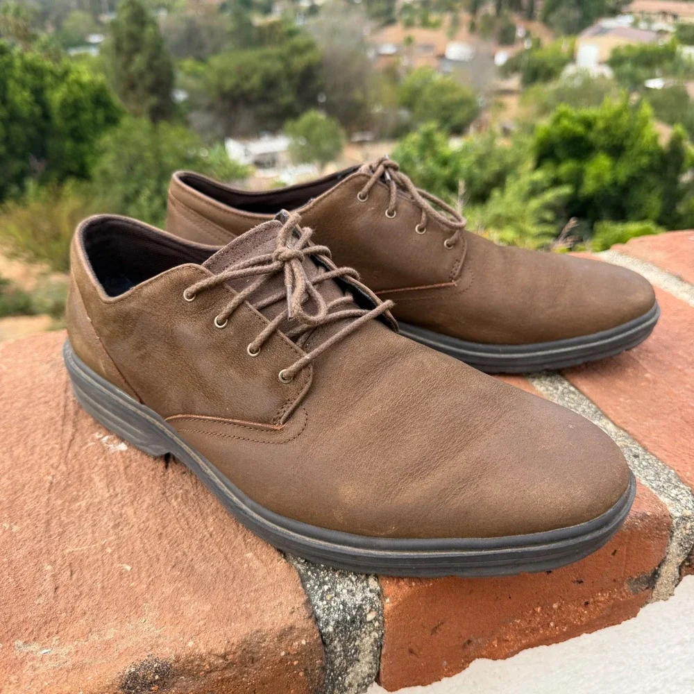 Timberland Hoverlite Mens Brown Leather Waterproof Oxford Shoes A1QD4 Size 11.5